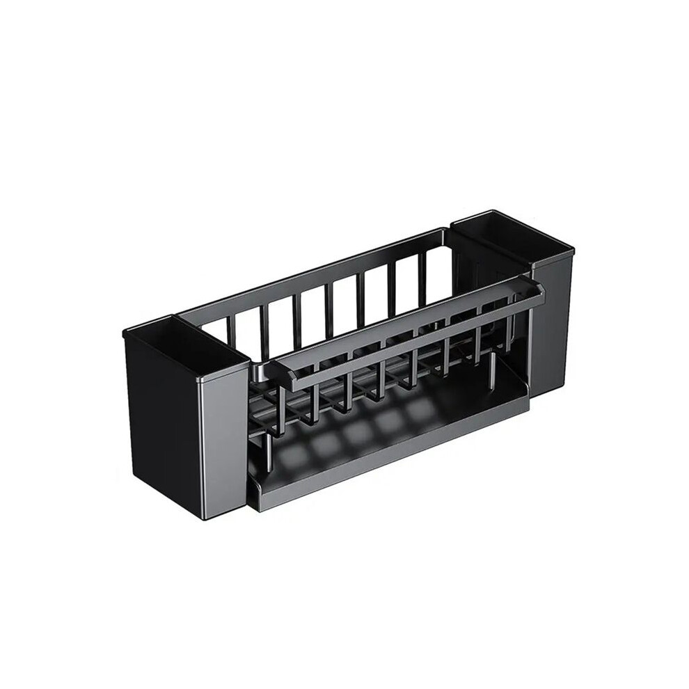 Self-Draining Sink Shelf Soap Sponge Holder Dishcloth Towel Rack Filter Basket Kitchen Sink Drain Rack Black 6033887343896