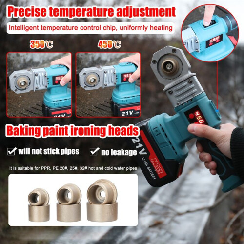 Plastic PPR Pipe Welding Machine Cordless Water Pipes Melting Device with Replacement Heads Fuse Machine 2