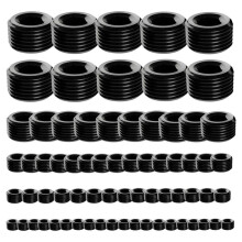 70Piece Black Carbon Steel Pipe Plug Accessory Assortment Kit,5 Sizes 1/8inch 1/4inch 3/8inch 1/2inch 3/4inch NPT