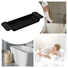 Bath Tub Tray Extendable Draining Bath Tray Space-Saving Household Bathtub Shelf Small Storage Tray for Towels Glasses