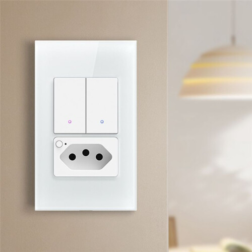 Tuya WiFi   Brazil Socket Required 2 Gang Light  Work Voice Control   Brazil Plug 1