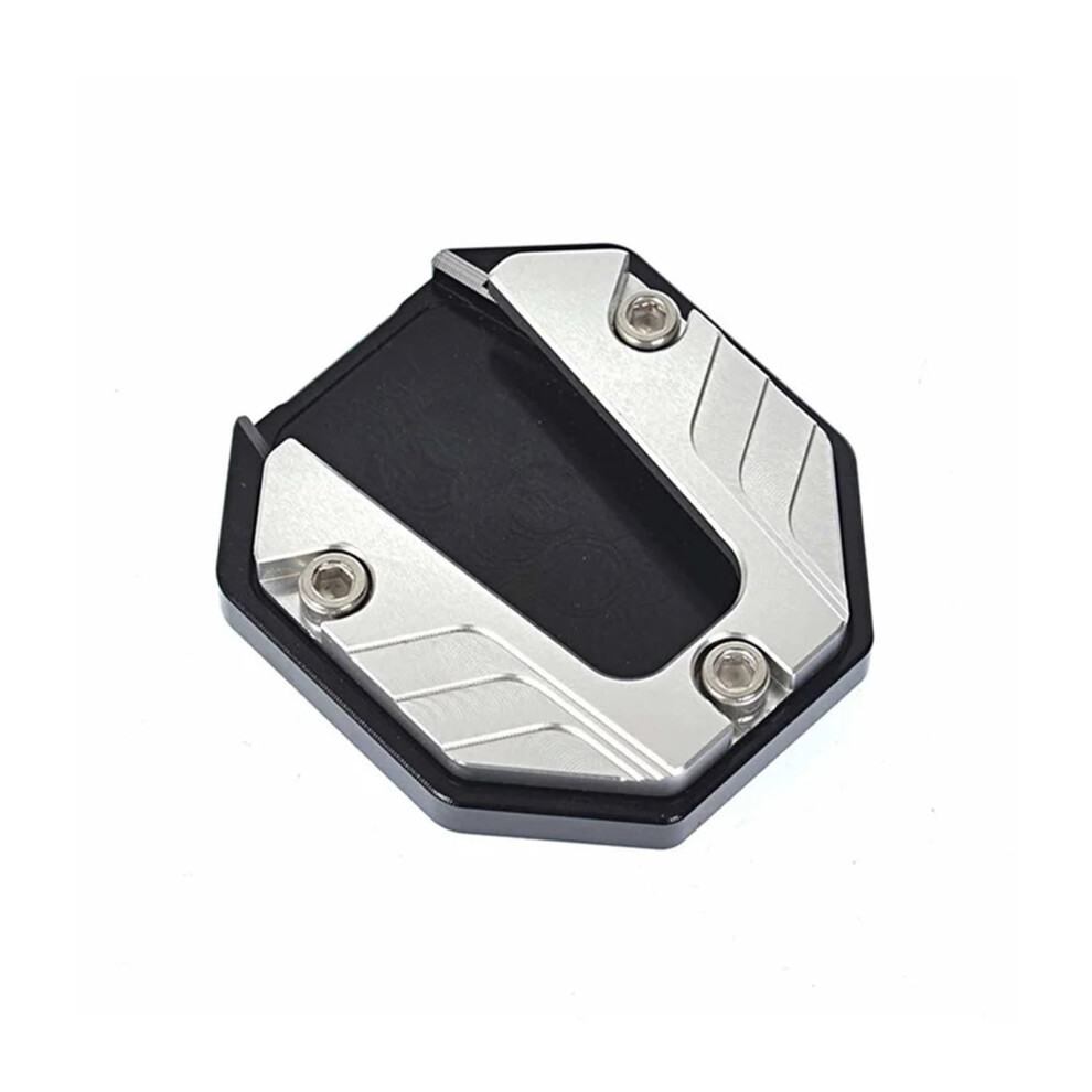 Aluminum Alloy Motorcycle Kickstand Pad With Antislip Stable Foot Support, Side Stand Extension Silver 9092120873634