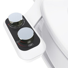 Bidet Attachment Ultra-Slim Toilet Double Nozzle Spiral Adjustable Water Pressure Non-Electric Ass Sprayer 3/8