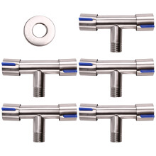 5PCS Dual Control 1 in 2 Out Bathroom Toilet Angle Valve Washing Machine Dual Water Bidet Angle Valve Faucet