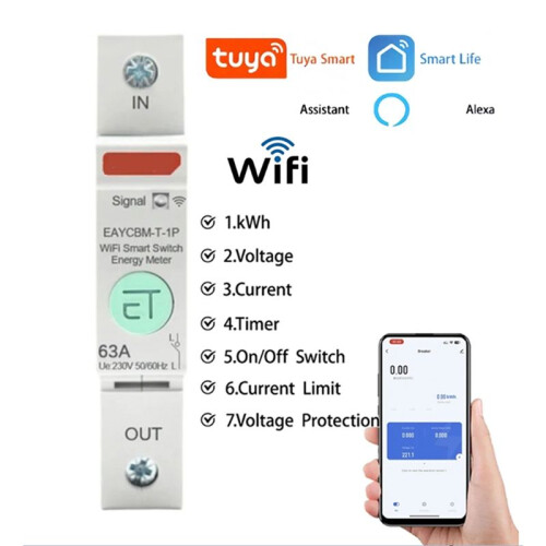 1P TUYA APP Zigbee Metering Protector   Power Consumption KWh Meter Circuit Breaker  Relay 1