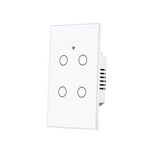 WiFi Light Glass Touch Control Fireproof No Neutral Wire Required Remote Control Work,4-Way Rectangular
