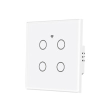 WiFi Light Glass Touch Control Fireproof No Neutral Wire Required Remote Control Work,4-Way Square