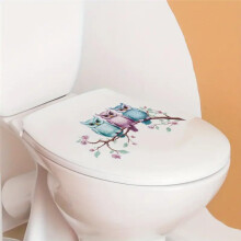 Owl Branch Toilet Cover Sticker Decals,Fish Bird Flower Leaf Waterproof Toilet Lid Tank Decals Cistern SelfAdhesive