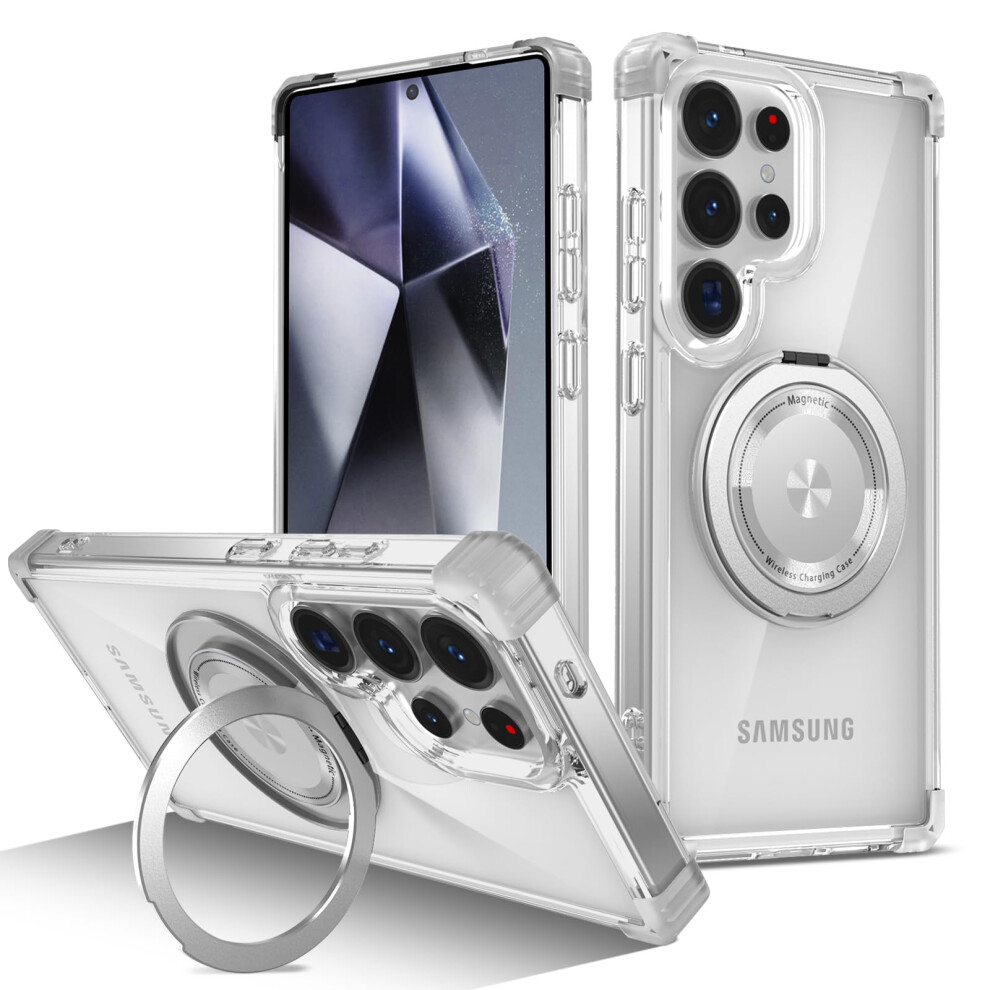 Case Clear Protective Cover With Magsafe, 360 Ring Stand, MilitaryâGrade Protection For Samsung Galaxy S25 Ultra 9169991085340