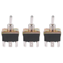 3X AC 250V/10A 125V/15A DPDT 3 Position /OFF/ 6 Pins Toggle Black+Silver