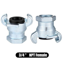 4 Sets NPT Iron Air Hose Fitting 2 Lug Universal Coupling Chicago Fitting for Female and Male End (3/4Inch, Female End)