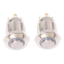 2X 3V Push Button Doorbell Button LED 12 mm Silver