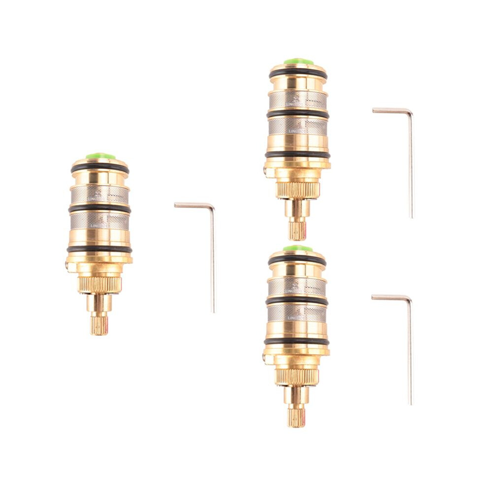 3X Brass Bath Shower Thermostatic Cartridge&Handle For Mixing Valve Mixer Shower Bar Mixer Tap Shower Mixing Valve 6031146210842