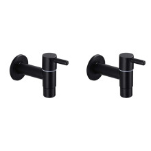 2X Mop Sink Faucet 304 Stainless Steel Bathroom Washing Machine Faucet Outdoor Garden Single Cold Water Tap (Black)