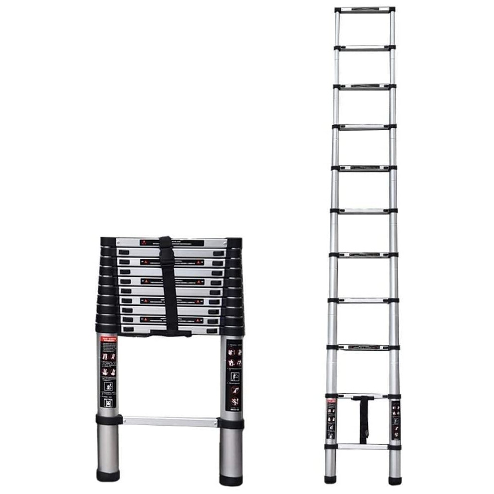17.7 Ft Aluminum Extension Ladder, Telescoping, 330 Lbs Capacity, Nonslip, Indoor Outdoor Use 9169991137230