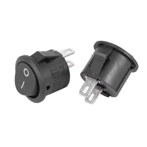 20 Pcs SPST Black Button /Off Round Rocker  AC 6A/125V 3A/250V 2