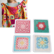 50pcs Granny Square Crochet Pattern Card Deck, Portable, Easy to Use