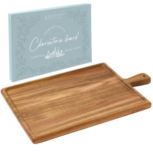 Charcuterie Board Acacia Wood with Handle, Large Cheese and Serving Tray for Entertaining Kitchen