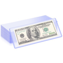25 Pack Clear Plastic Currency Sleeves 6.9x2.9 in Waterproof Money Holders Rigid PVC Protectors