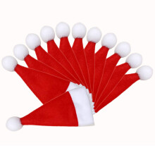 12pcs Christmas Santa Hat Tableware Holders and Wine Bottle Covers, Reusable Plush Festive Decor