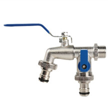 Alloy Garden Faucet Dual Control Water Discharge Replacement Adapter Double Nipple Faucet with Handle Easy Turn /Off A