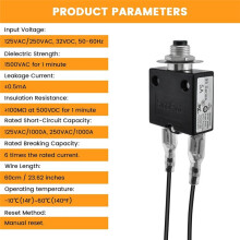 Interruttore Automatico con Pulsante di Ripristino Manuale da 3 AMP e 5 AMP, Interruttore Automatico Termico, Cavi 18 AWG e Cappuccio Impermeabile
