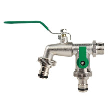 Alloy Garden Faucet Dual Control Water Discharge Replacement Adapter Double Nipple Faucet with Handle Easy Turn /Off C
