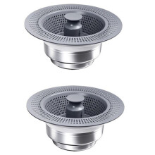Filtro de Fregadero de Cocina de Acero Inoxidable con Resorte y Tapón de Drenaje, Desodorante y Antiobstrucción.