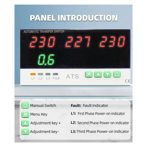 Over Under Voltage Protector ATS Automatic Transfer  Phase Selector Uninterrupted Power over Current Limiter 63A