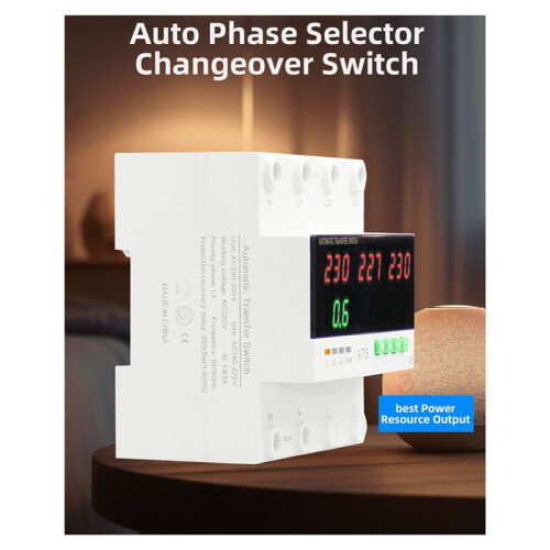 Over Under Voltage Protector ATS Automatic Transfer  Phase Selector Uninterrupted Power over Current Limiter 63A 2