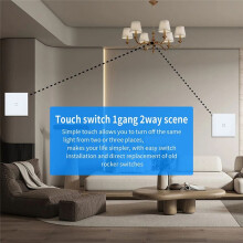 EU 1Gang 2Way Dual Touch Tempered Glass Panel Stair Bedroom Sensor Switches No Need WI-FI White