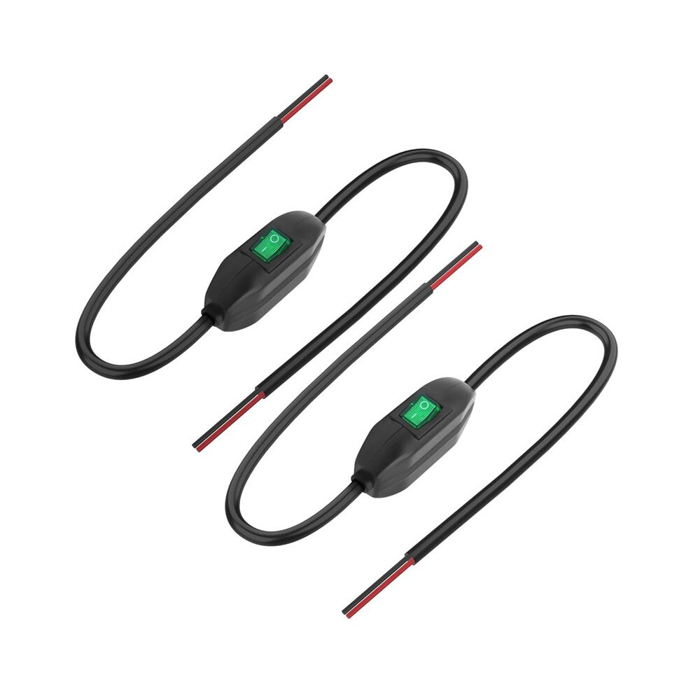 Inline Cord 12V 24V/3A Toggle /Off Rocker Button With Prewire Both End Green Led For Lamp 0.5M 2Pcs 6133266913280