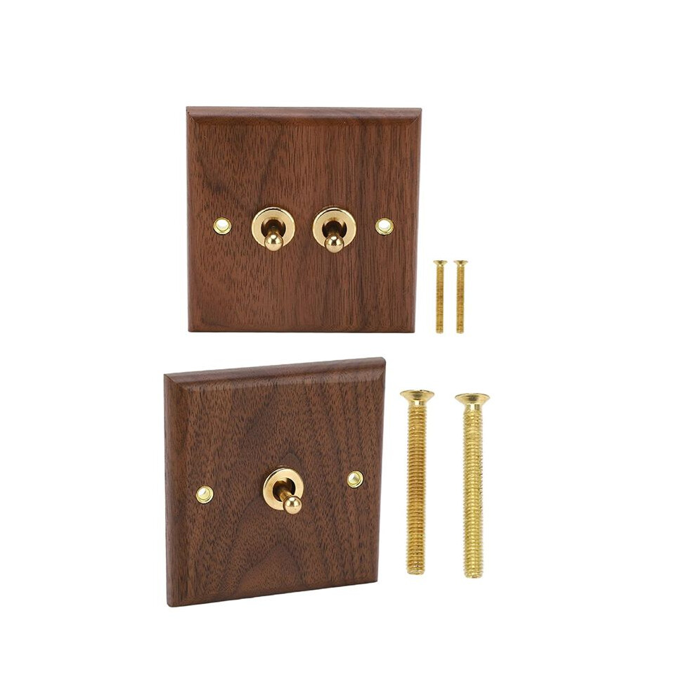 Retro Wall Light Toggle 250V Single And Double Toggle Retro Walnut Wood Wall Mount Panel With Brass Screw 6031011485894