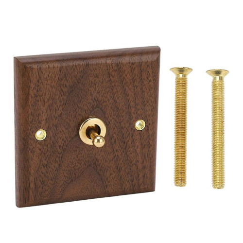 Retro Wall Light Toggle  250V Single and Double Toggle  Retro Walnut Wood Wall Mount Panel with Brass Screw 2