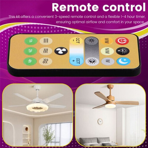 12pcs Wireless Switches 3-Speed Timing Remote Control for E27 Ceiling Fan Light 1-4h Timing Remote Control 2