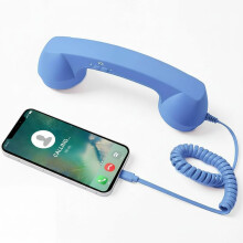 Retro Phone Handset Anti Radiation Receiver with Volume Control 3.5mm for Smartphone Blue