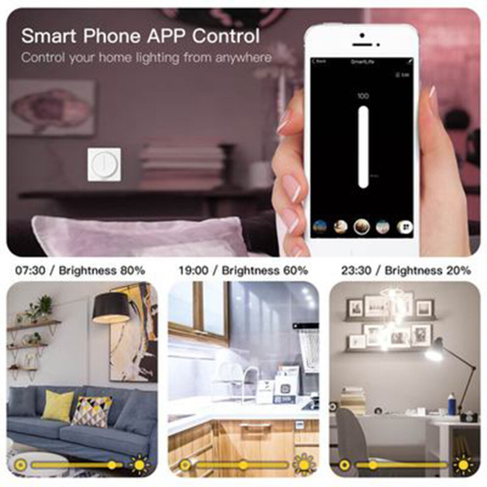 Tuya Wifi Dimmer Switches, Press Dimmable Panel Light 100-240V, Compatible With Alexa Home Eu Plug 6031190043076