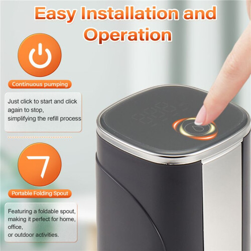 Portable Electric Water Bottle Pump Automatic Water Dispenser Pump with Large LED Display Foldable Automatic Water Pump