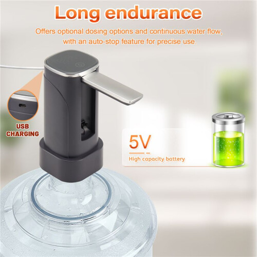 Portable Electric Water Bottle Pump Automatic Water Dispenser Pump with Large LED Display Foldable Automatic Water Pump 2