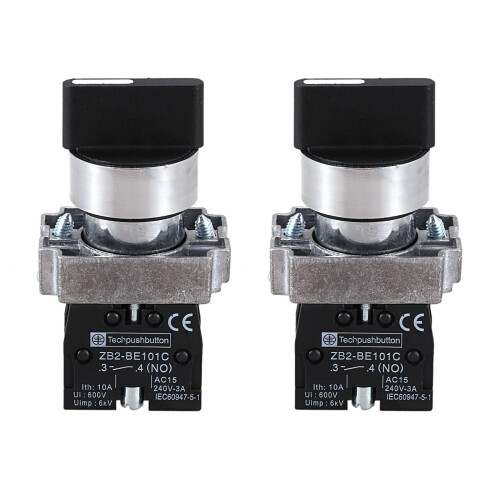 2X 22mm Latching 2 NO 3-Position Rotary Selector Select  ZB2-BE101C Black