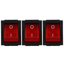 3X Red Light Illuminated 4 Pin DPST /OFF Snap in Rocker 16A 20A 250V AC