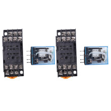 2X HH54P 12V Coil 4PDT 14 Pins Electromagnetic Power Relay DYF14A Base