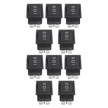10 Pcs 6 Pin DPDT Black Button /Off/ Rocker AC 250V/15A 125V/20A