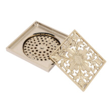 2X Gold Square Floor Drain Shower Ground Drainer with Strainer Filter Drainage Clean for Bathroom Washroom
