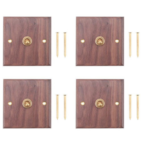 4X Retro American Industrial Style Light  Socket, Solid Wood Brass Toggle  Plate,Antique Home Stay (1)