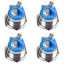 4 Pcs 16mm High Round High Round Momentary Metal Push Button