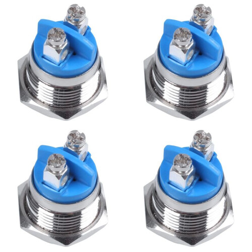 4 Pcs 16mm High Round High Round Momentary Metal Push Button
