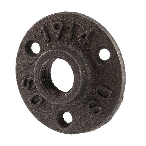 3pcs 1/2 Inch Black Cast Iron Pipe Fittings Floor Flange BSP Threaded 1