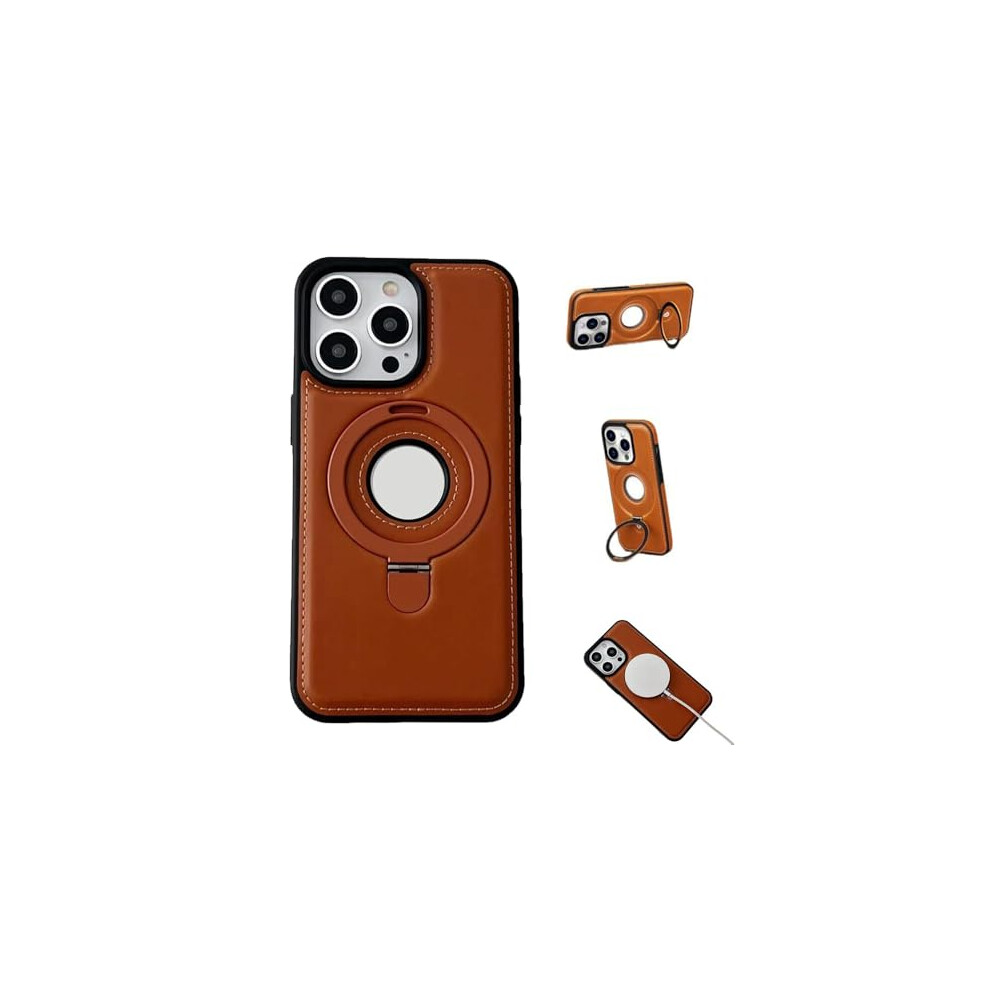 Leather Case For Iphone 15 Pro Max With Magnetic Folding Stand, Shockproof Fullcoverage Slim Design Brown 9771547397663