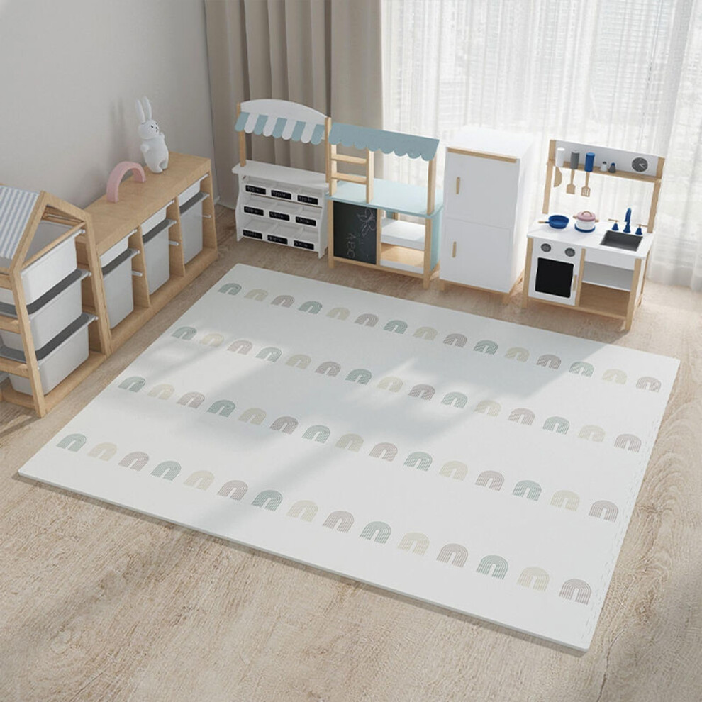 Foam Puzzle Floor Mats 25pcs Rainbow OffWhite Interlocking XPE Tiles for Playroom and Home Gym